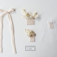 染リボンと布花コームの髪飾り　lily of the valley