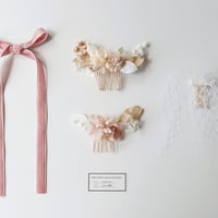 染リボンと布花コームの髪飾り  pompommum