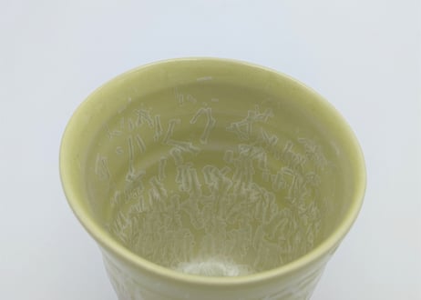D58 雪結晶釉フリーカップ 黄×グレー