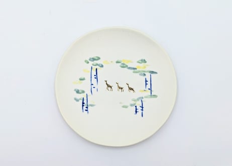 雪釉絵皿　エゾシカ