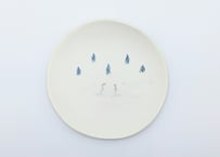 雪釉絵皿　スキー