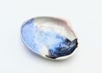 雪結晶釉　貝殻小皿　ピンクブルー