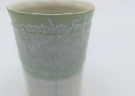 D59 雪結晶釉フリーカップ 緑×白