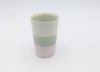D11 色彩結晶釉フリーカップ 白×緑×ピンク