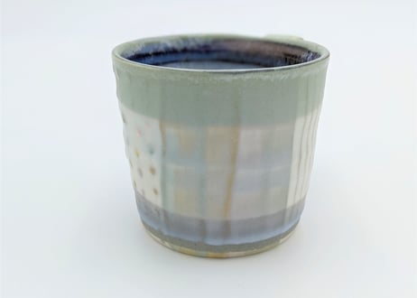 D82 色彩結晶釉マグカップ みどり×グレー