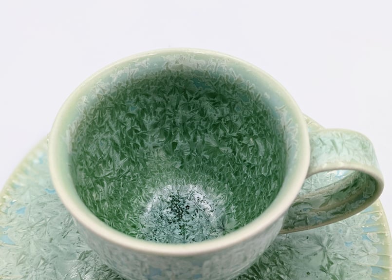 OHASHI CHINA 1932 カップ&ソーサー 2客セット OHASHI CHAINA NAGOYA 1932 カップ&ソーサー 辻修窯　雪の結晶柄カップ＆ソーサー