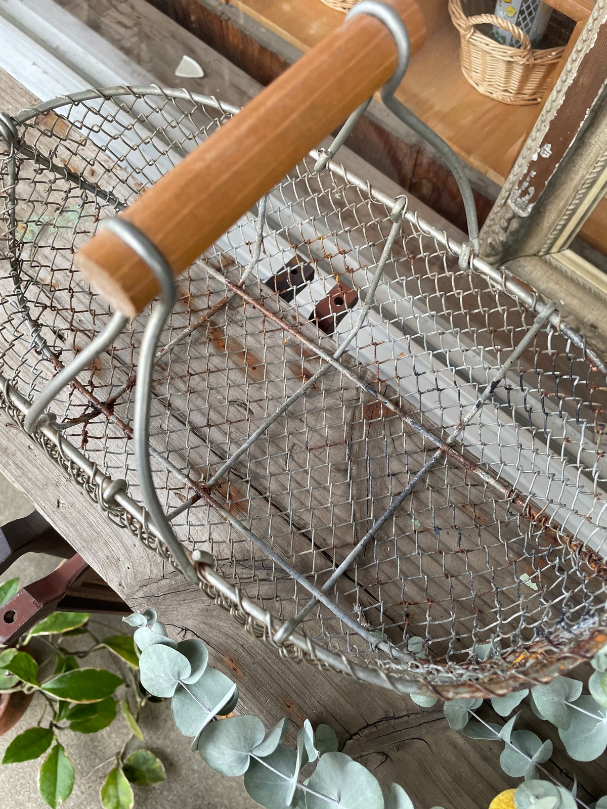 アンティーク　古道具　鳥かご　かご　ワイヤーかご　錆　シャビー アンティーク 古道具 鳥かご かご ワイヤーかご 錆 シャビー 【公式通販】