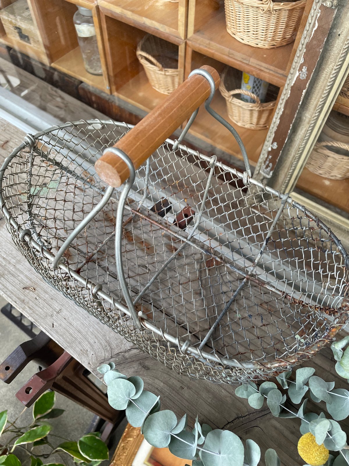 アンティーク　古道具　鳥かご　かご　ワイヤーかご　錆　シャビー アンティーク 古道具 鳥かご かご ワイヤーかご 錆 シャビー 【公式通販】
