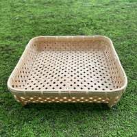 【佐渡】てから工房　正方形かご（四ツ目編み）