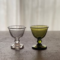 片山悟子　足付酒器（クリア／茶緑）