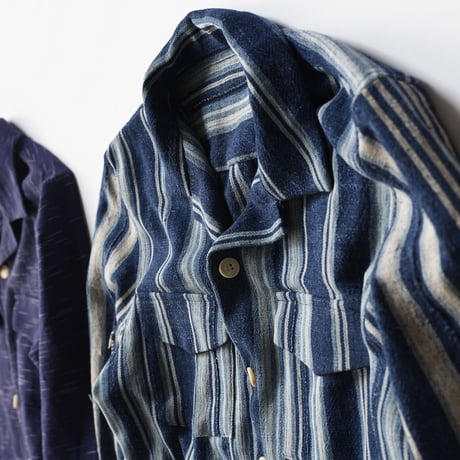 Thailand vintage fabric open collar long sleeve shirts