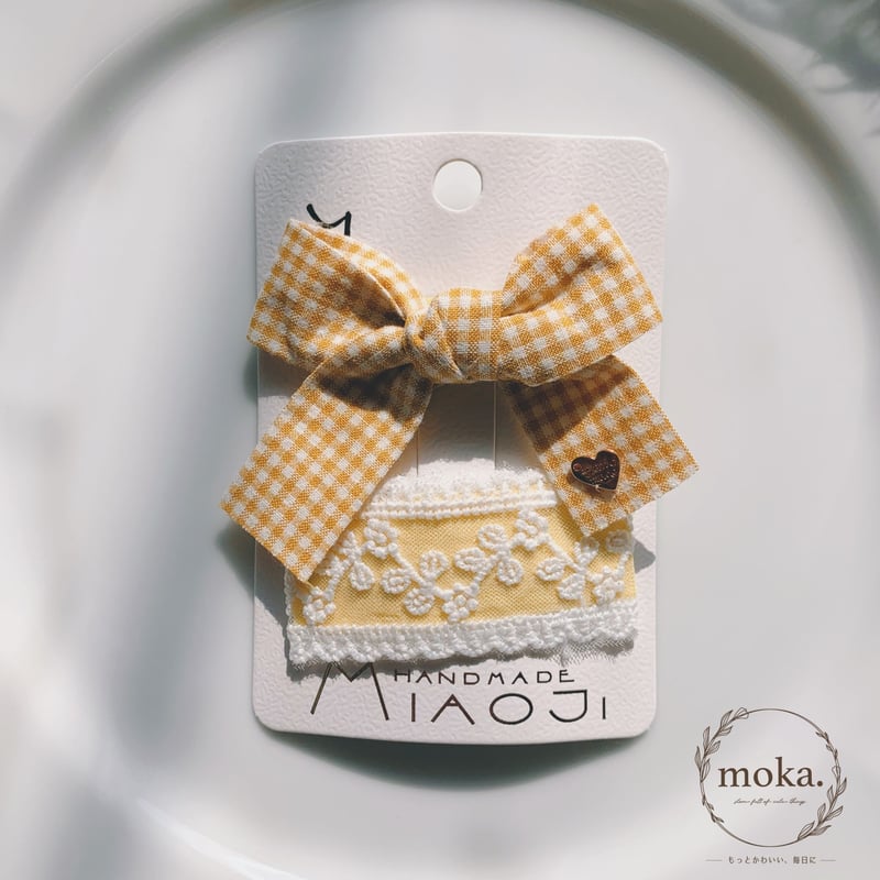 【ギンガムチェックのリボン】ベビーヘアクリップ♡ヘアピン　セミオーダーメイド ギンガムチェックのリボン】ベビーヘアクリップ♡ヘアピンセミ