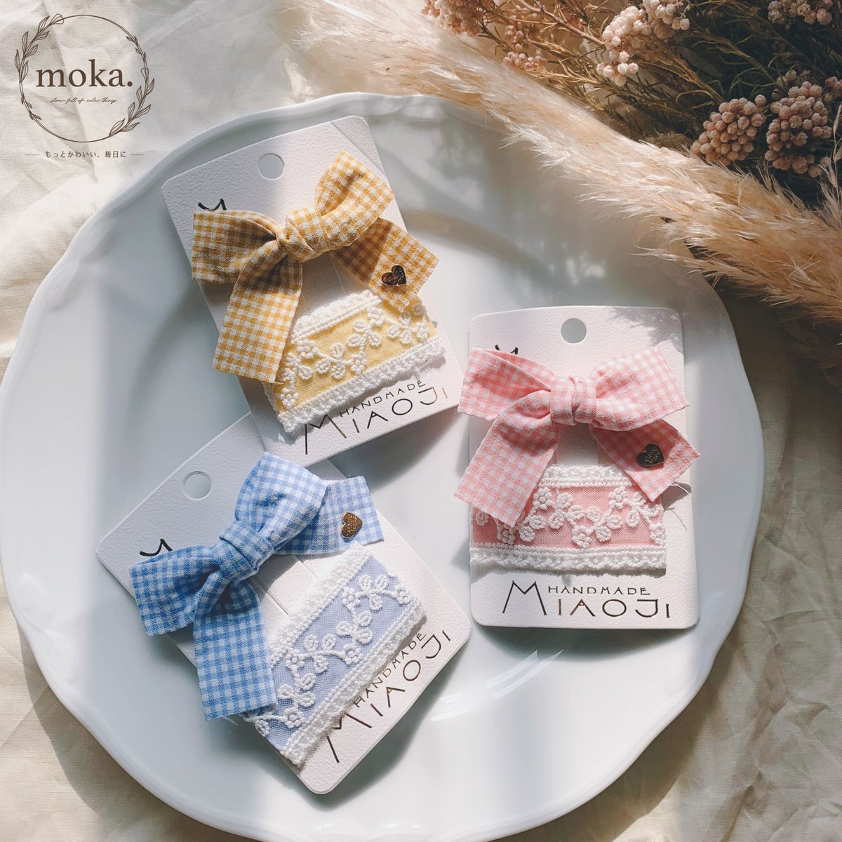 【ギンガムチェックのリボン】ベビーヘアクリップ♡ヘアピン　セミオーダーメイド ギンガムチェックのリボン】ベビーヘアクリップ♡ヘアピンセミ