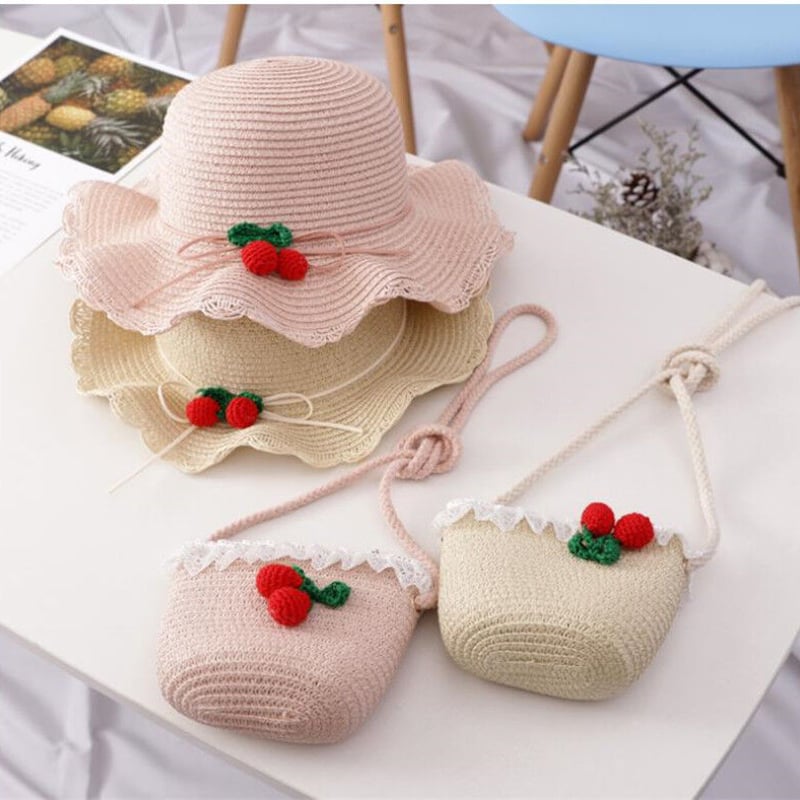 麦わら帽子 即納】さくらんぼの麦わら帽子 | moka.