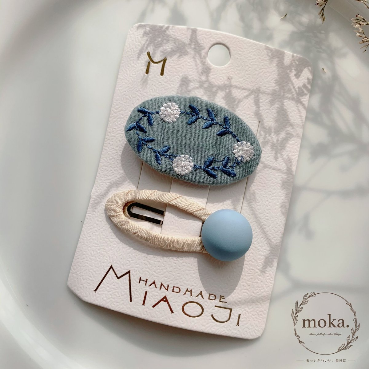 即納】とっても可愛い刺繍のパッチンピンセット ヘアピン | moka.