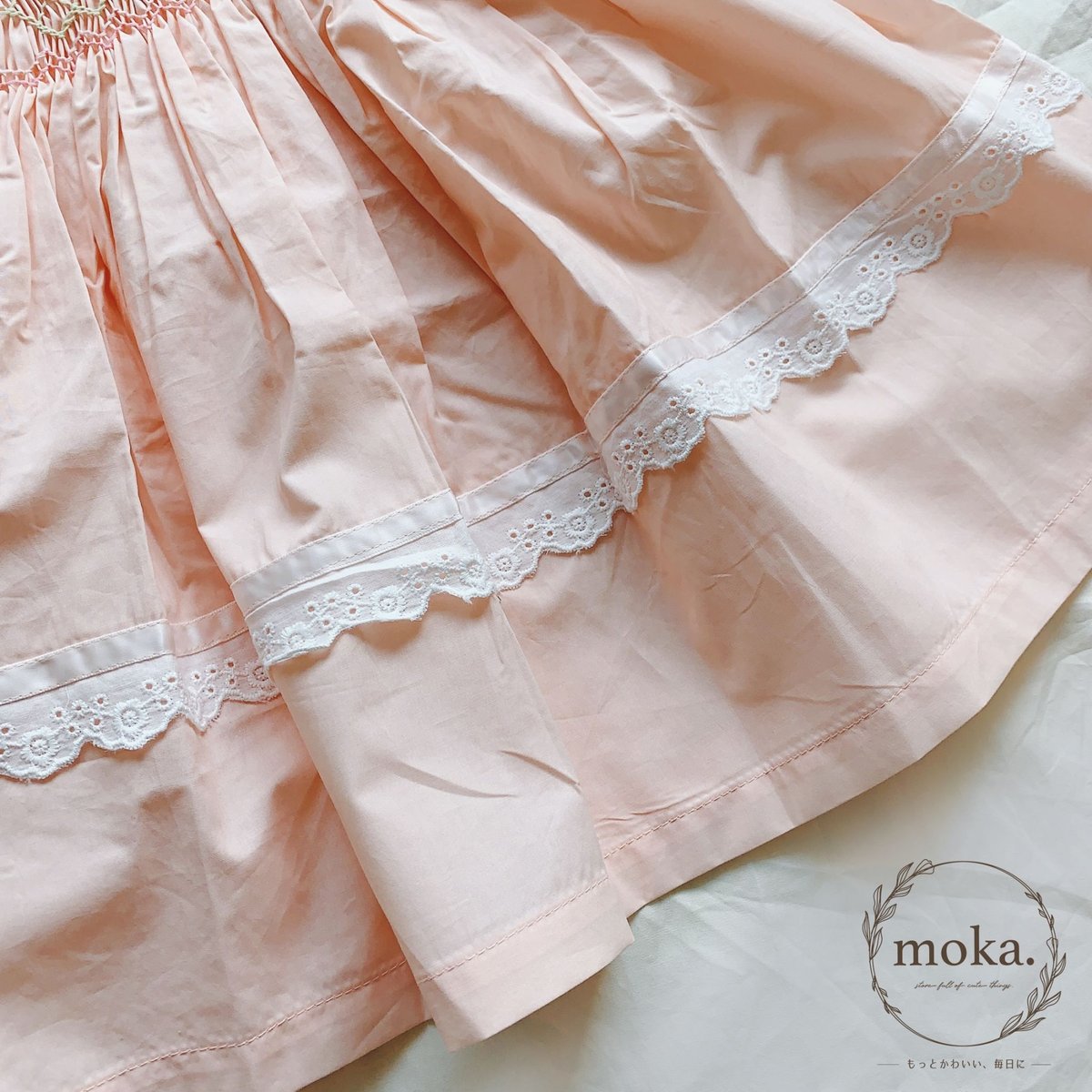 ヴィンテージ　スモッキング 刺繍　ベージュ　ホワイト　チェック　ワンピース ヴィンテージ スモッキング 刺繍 ベージュ ホワイト チェック