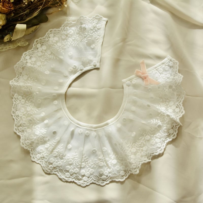 即納】お上品な総レースのぐるんとスタイ♡ よだれかけ まるい 360