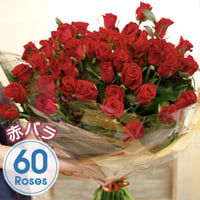 赤バラの花束　60本