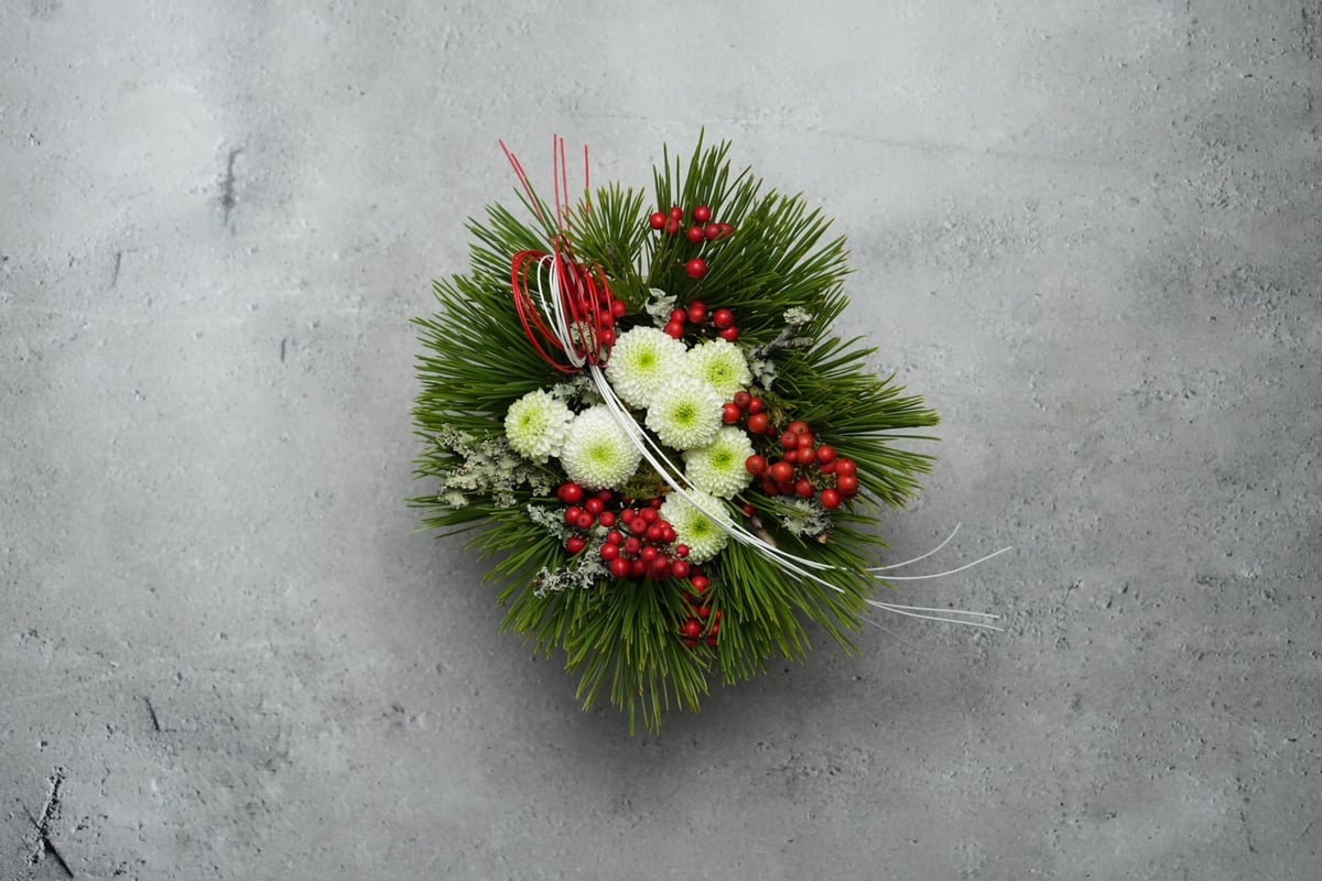 お正月アレンジ　No.8 生花】門松風お正月アレンジキット(M黒/1個入りセット) - 花材通販は