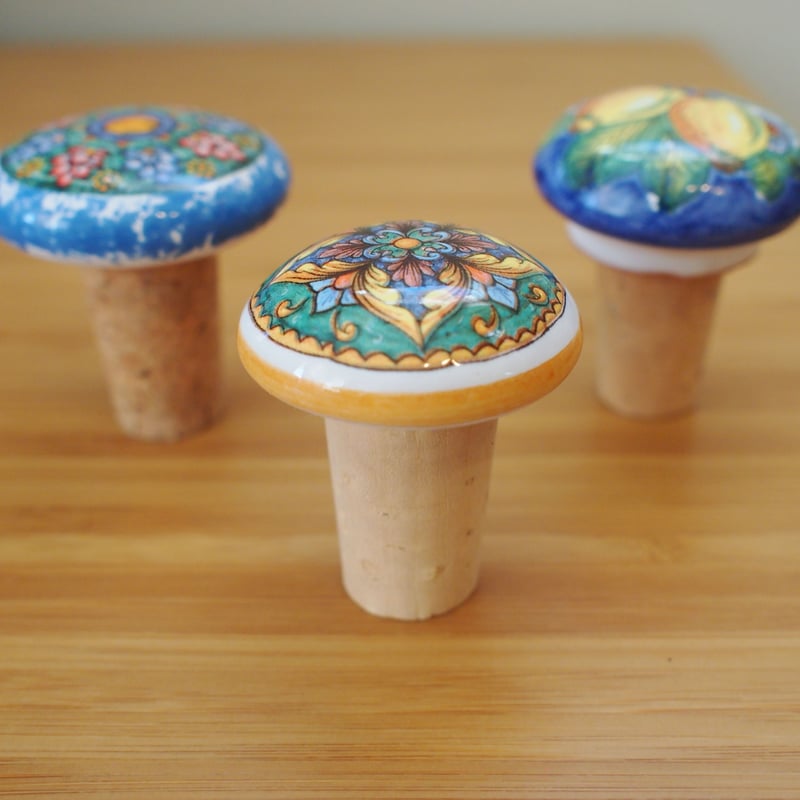 イタリア　コルク瓶　レモン シチリア島の陶器のコルク栓/ レモン柄 | Bella Vita