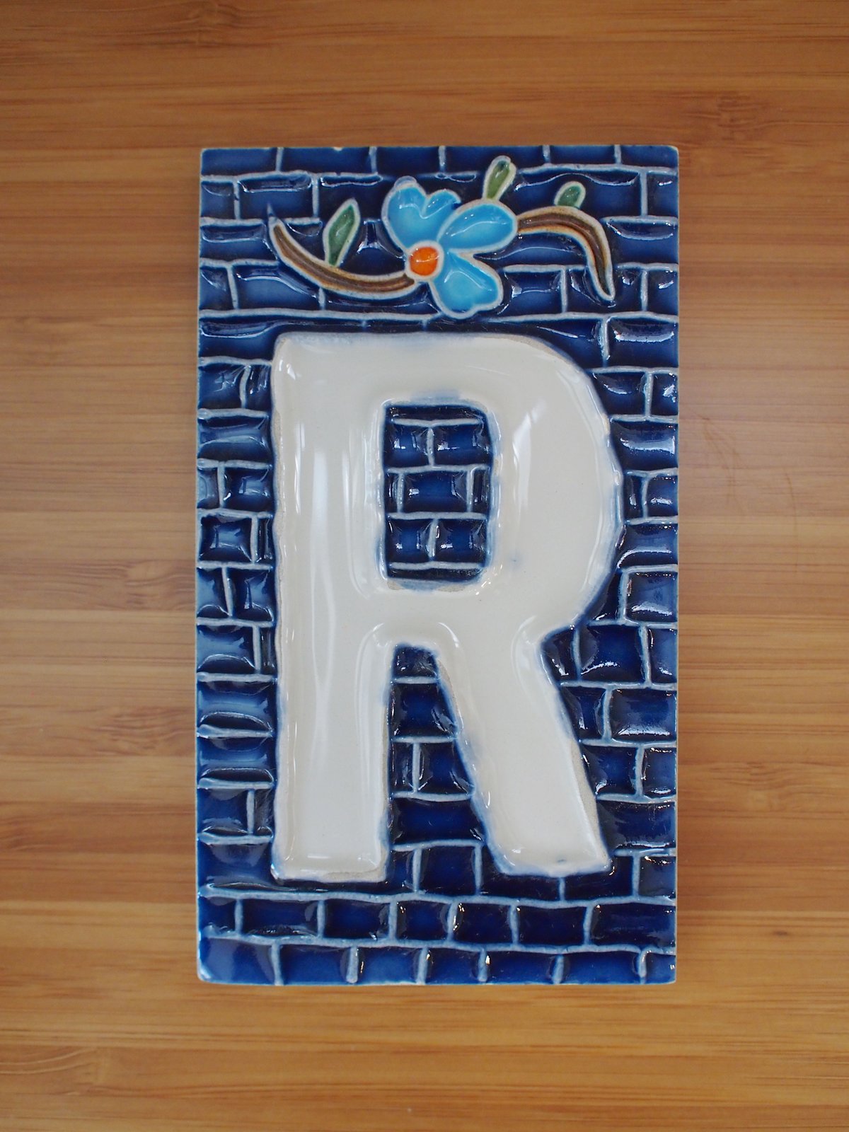 シチリア島の陶器のタイル (11X6.5cm) / アルファベットR | Bella Vita