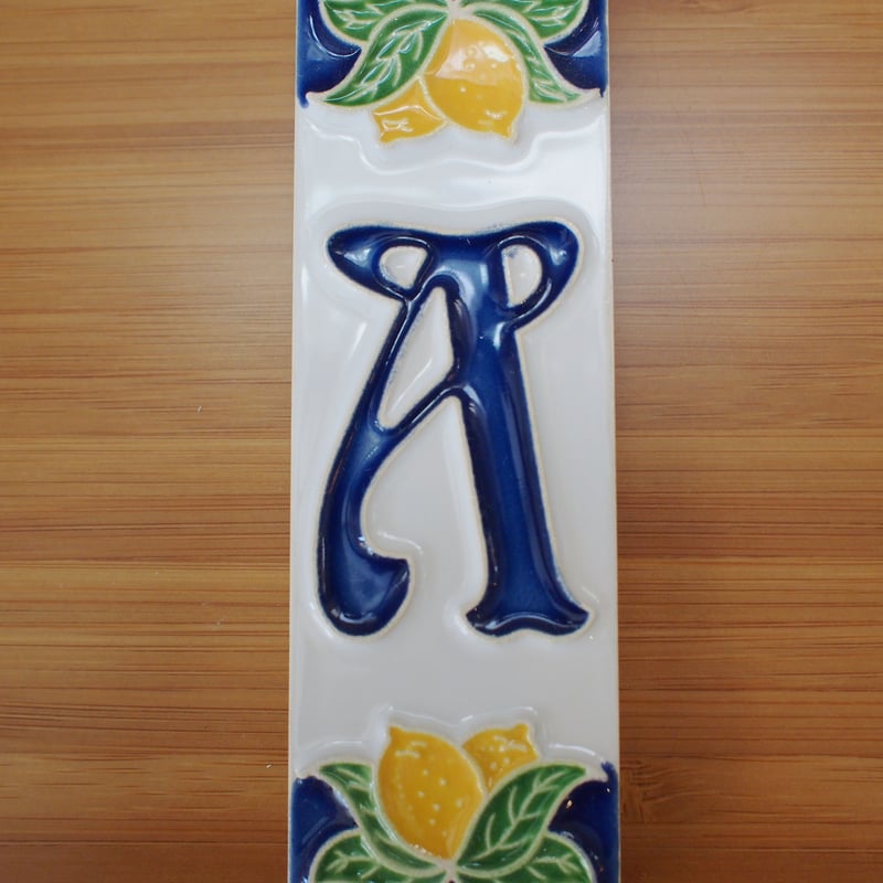 シチリア島の陶器のタイル (10X3.3cm) / アルファベットA lemon | Be