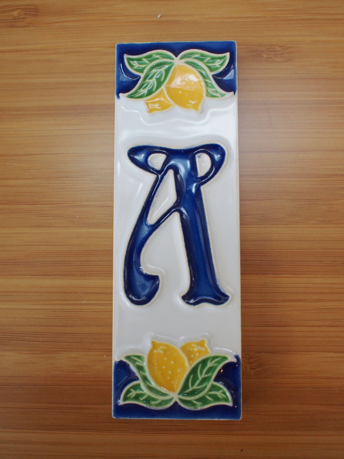 シチリア島の陶器のタイル (10X3.3cm) / アルファベットA lemon | Be