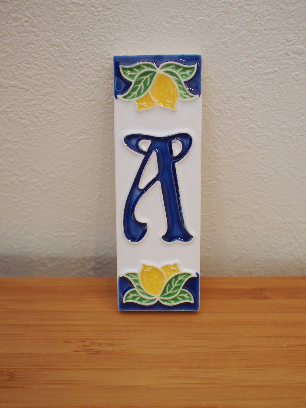 シチリア島の陶器のタイル (10X3.3cm) / アルファベットA lemon | Be