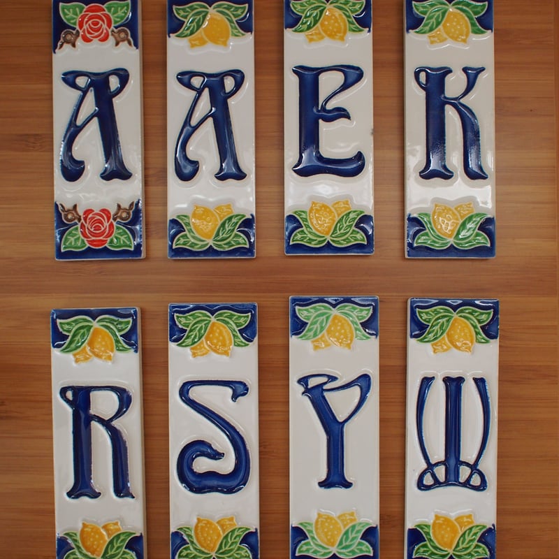 シチリア島の陶器のタイル (10X3.3cm) / アルファベットA lemon | Be