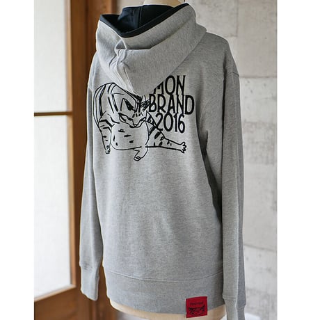 両面フロッキープリントパーカー