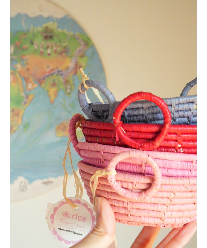 ラフィア ミニラウンドバスケット ハート / rice | Moinapi