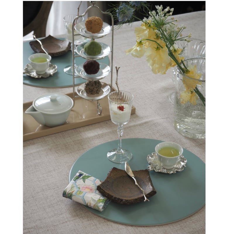 リバーシブルプレイスマット ブルーグレー＆シェルベージュ | MY Dear LIFE