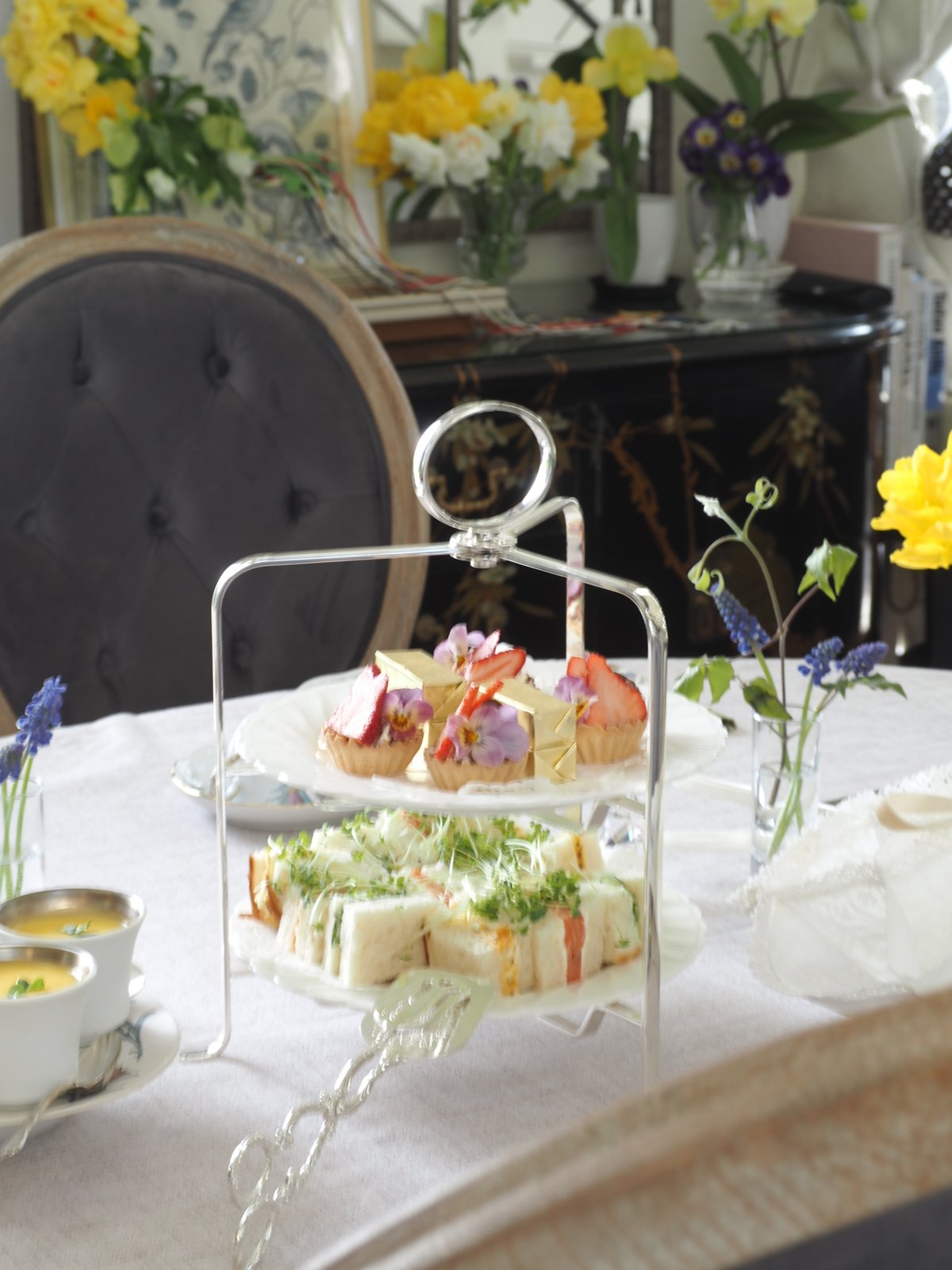 Hayakawa Silver 折りたたみティースタンド2段【受注後約1.5ヶ月前後