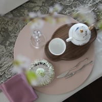 リバーシブルプレイスマット　ブルーグレー＆シェルベージュ