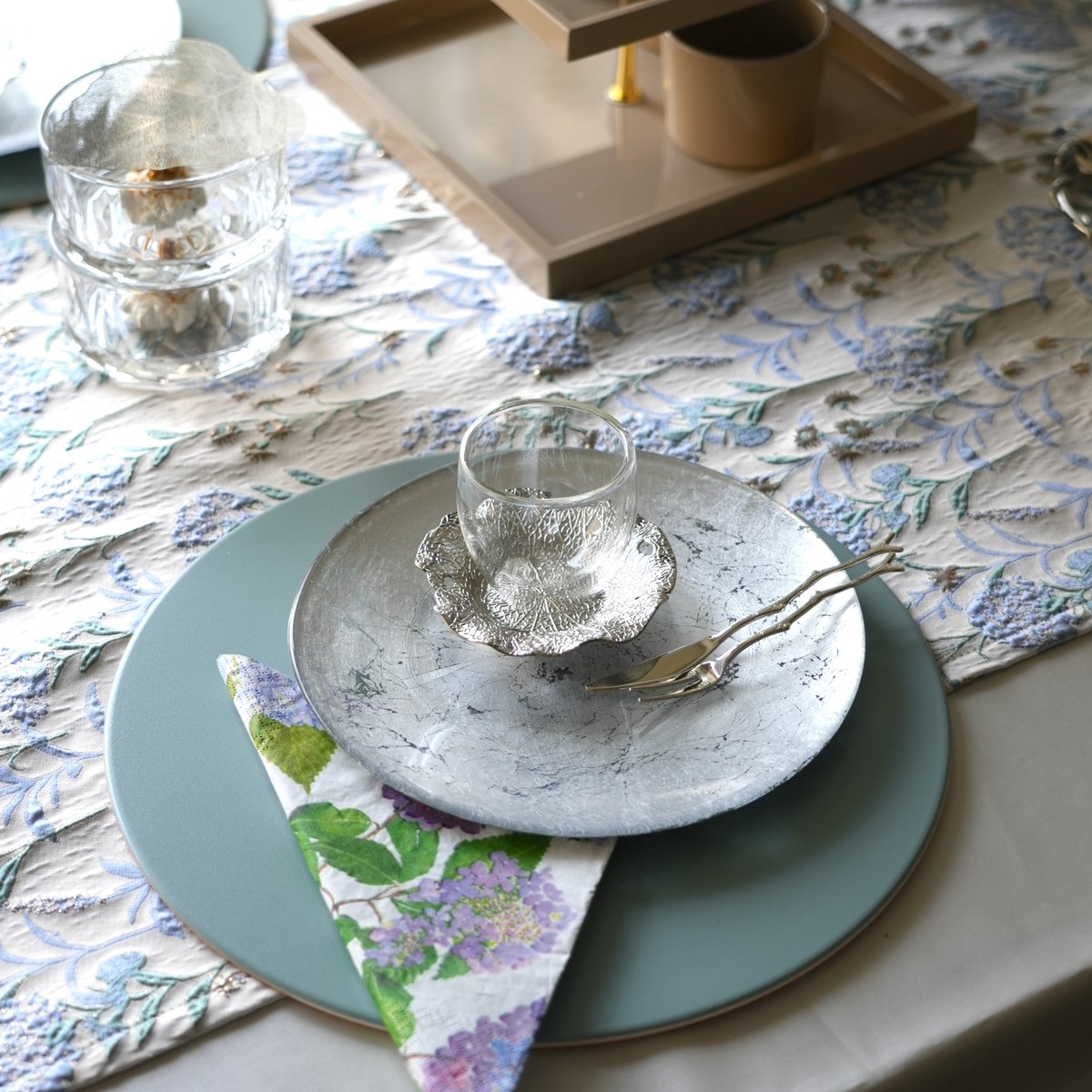 リバーシブルプレイスマット ブルーグレー＆シェルベージュ | MY Dear LIFE