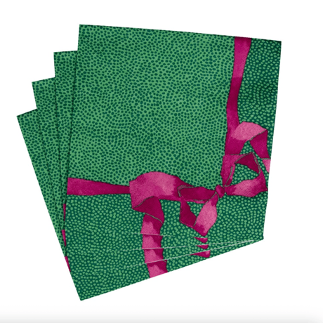 Caspari ペーパーナプキン　Tied With A Bow Green plum