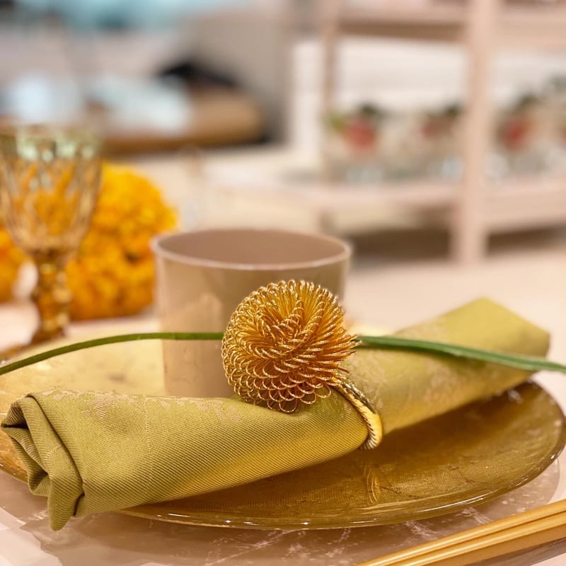 michael aram 花の装飾 ナプキンリング シルバーゴールド Michael Aram Four Gold Orchid Napkin Rings | Horchow