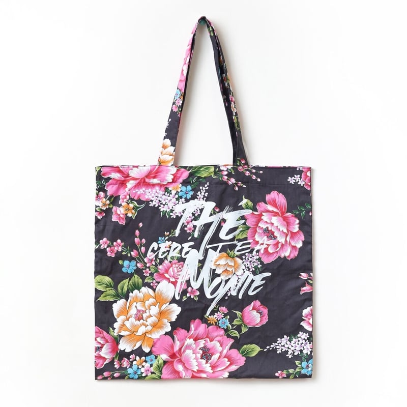 台湾花柄モチーフ ビッグ トートバッグ (BLACK) | THÉ TEA CÉRÉMONIE