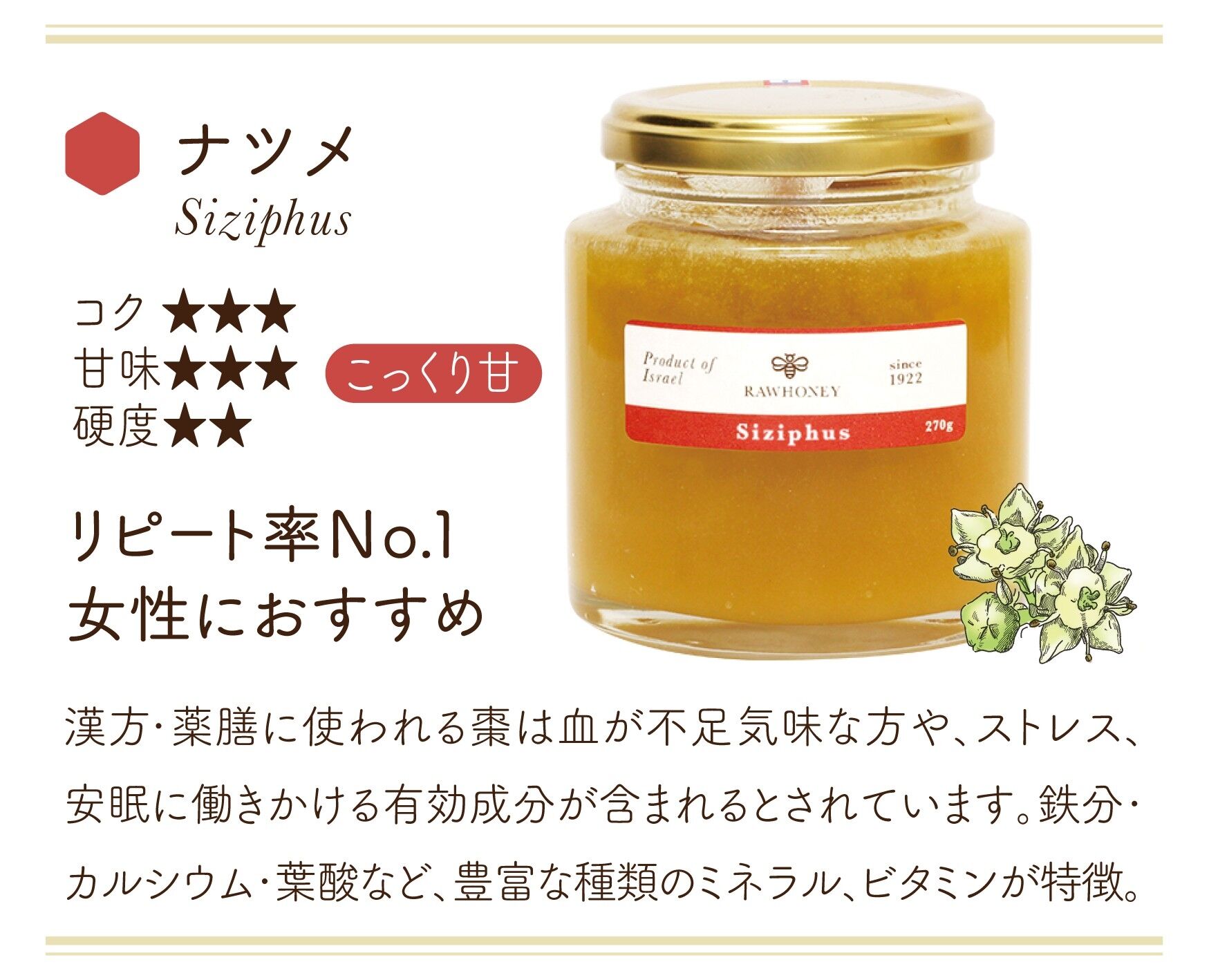 受注生産/送料無料】ナツメハニー/Sidr〈L size_1kg〉~Raw Honey~ |