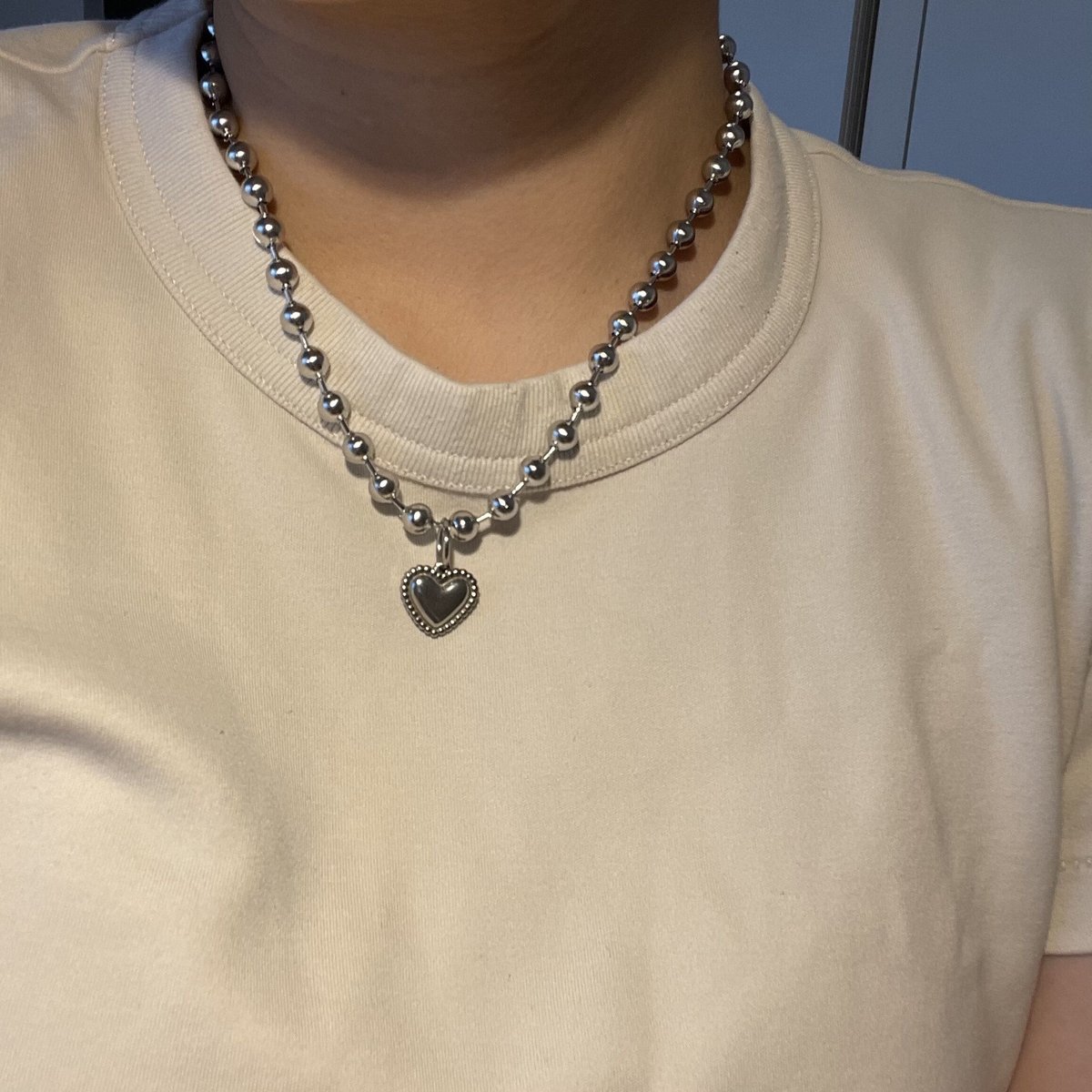 ５０００円以上２００円引きheart top ball chain necklace/SV925・K18