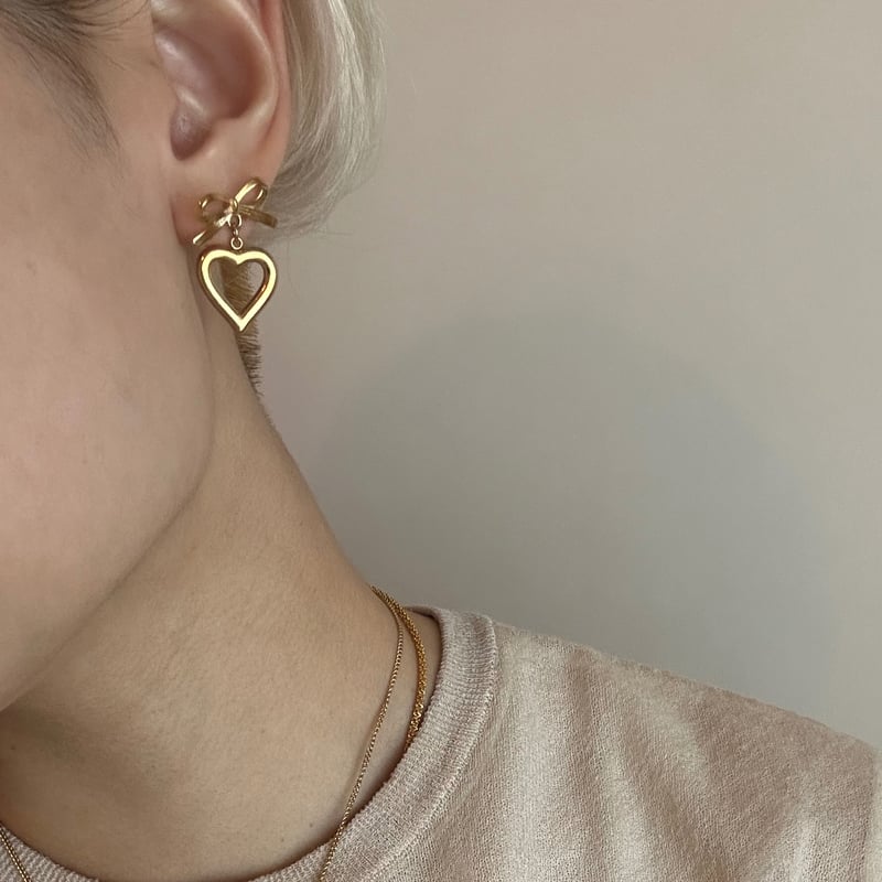 Bow tie heart pierce gold 316L | MELLOW by Ayak...