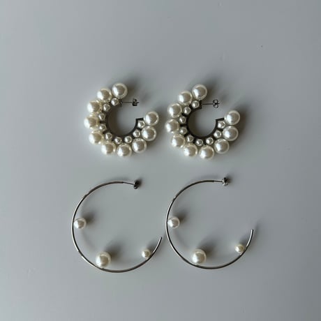 Big pearl hoop pierce silver 316L