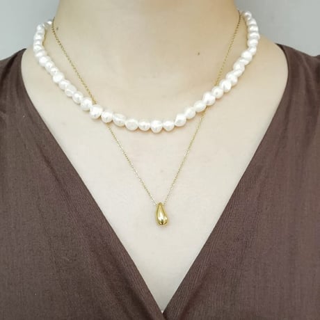 Rain drop necklace gold 316L