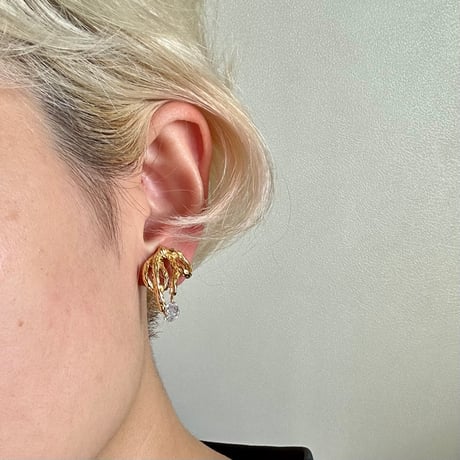 Teardrop ribbon earrings gold 316L