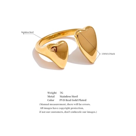 Heart open ring gold 316L