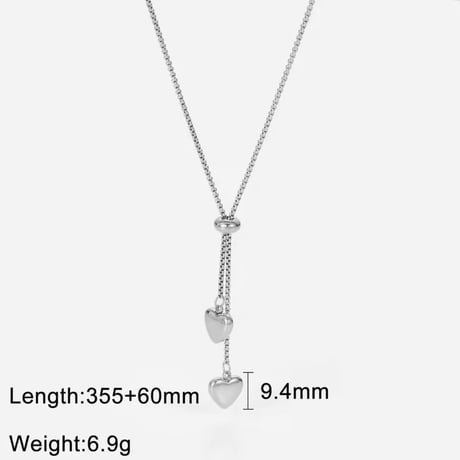 Y-shaped heart necklace silver 316L