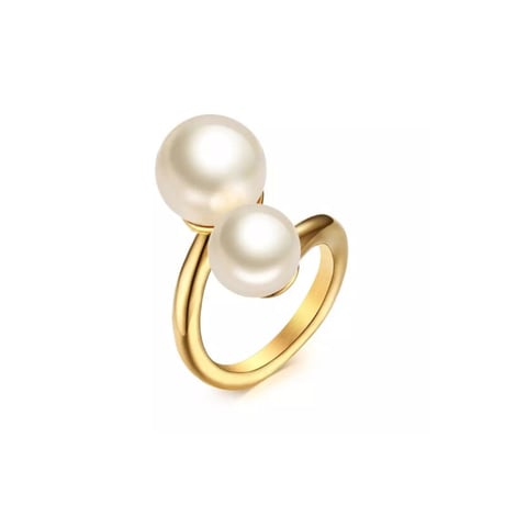 Big pearls open ring 316L