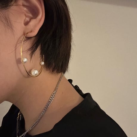 Big hoop pearl pierce gold 316L