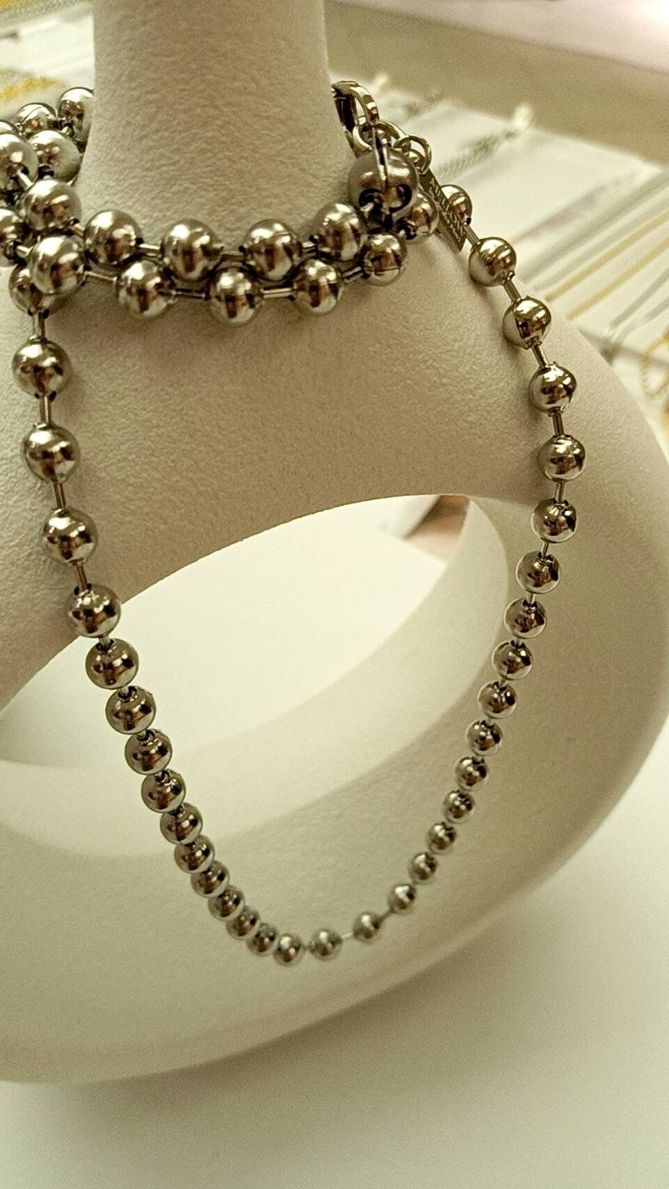 Ball chain necklace 6mm 60cm silver 304L | MELL