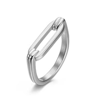 Open square ring silver 316L